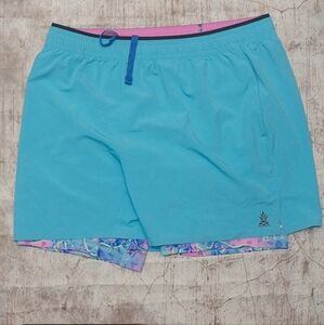 Chubbies Ultimate Training 5.5" Shorts Aqua Blue With Pink Dinosaur Print Lining